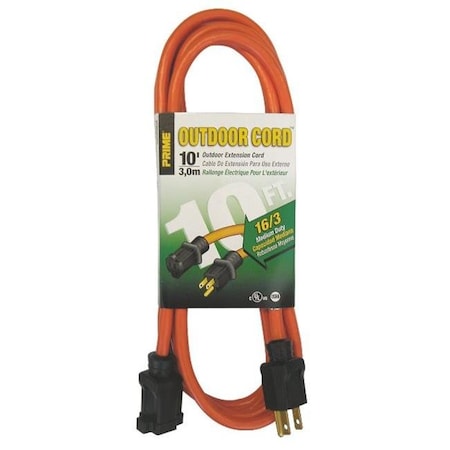 Prime Prime EC501610 Orange Extension Cord; 10 ft. EC501610
